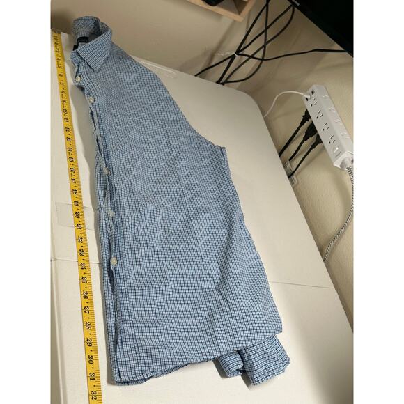 Joseph Abboud Shirt Mens XL Blue Check Button Up 100% Cotton Long Sleeves Office - Picture 7 of 7